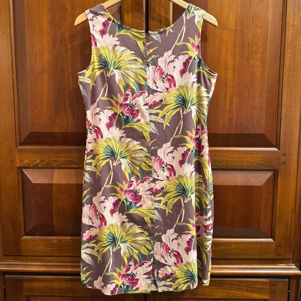 Tommy Bahama Stretch Silk Palm & Hibiscus Print Sleeveless Shift Dress Size 6 - Picture 2 of 11